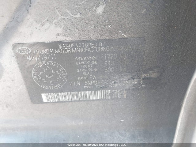 Aukcja sprzedaży 2012 Hyundai Elantra Gl, vin: 5NPDH4AE5CH069205, numer aukcji: 12644054