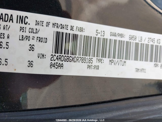 Продаж на аукціоні авто 2013 Dodge Grand Caravan Se, vin: 2C4RDGBGXDR789185, номер лоту: 12644065