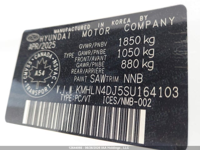 Aukcja sprzedaży 2025 Hyundai Elantra Limited, vin: KMHLN4DJ5SU164103, numer aukcji: 12644066
