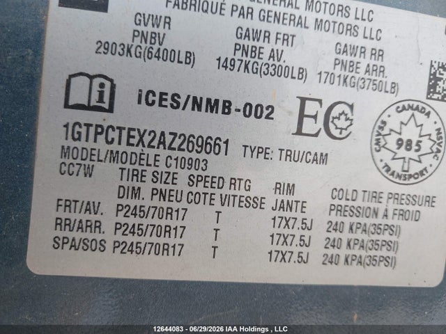 Продажа на аукционе авто 2010 Gmc Sierra 1500 Wt, vin: 1GTPCTEX2AZ269661, номер лота: 12644083
