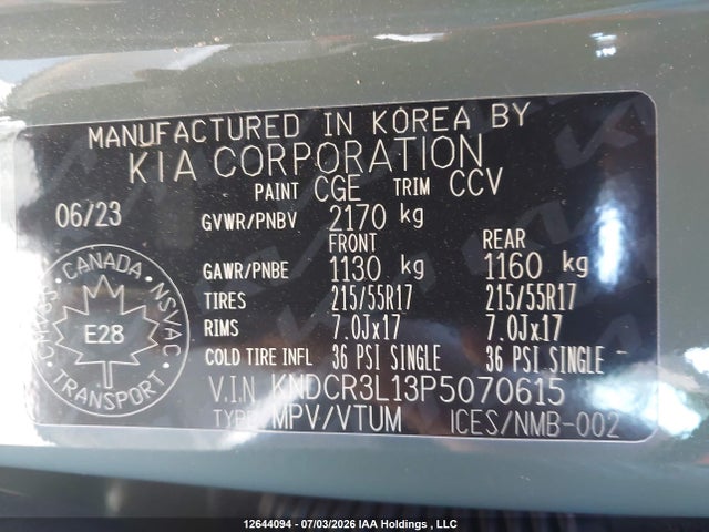 Aukcja sprzedaży 2023 Kia Niro Ev Premium/premium+, vin: KNDCR3L13P5070615, numer aukcji: 12644094