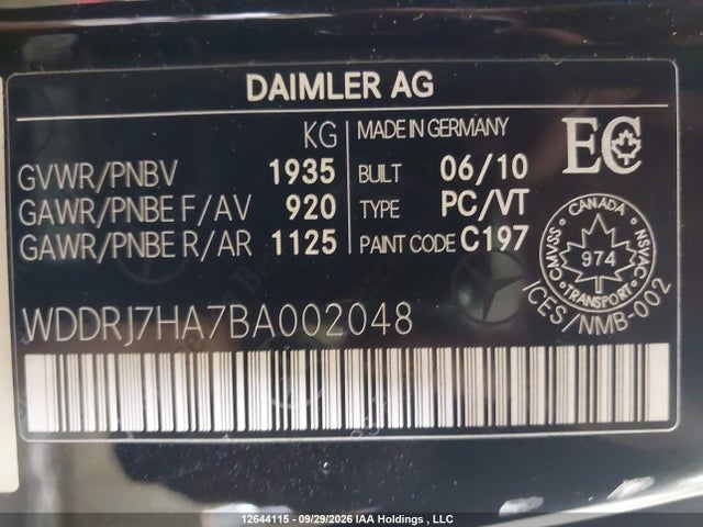 Продаж на аукціоні авто 2011 Mercedes-benz Sls Amg, vin: WDDRJ7HA7BA002048, номер лоту: 12644115