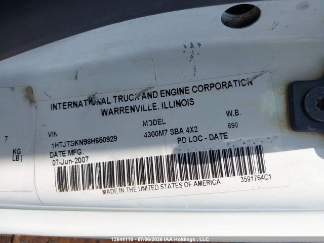 Продажа на аукционе авто 2008 International 4000 4300, vin: 1HTJTSKN98H650929, номер лота: 12644116