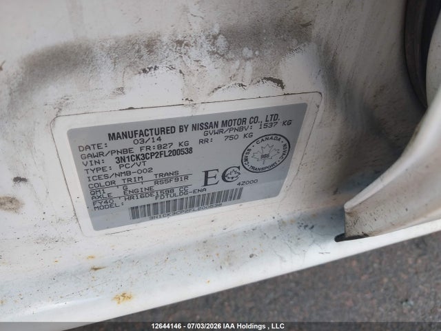 3N1CK3CP2FL200538 Nissan Micra