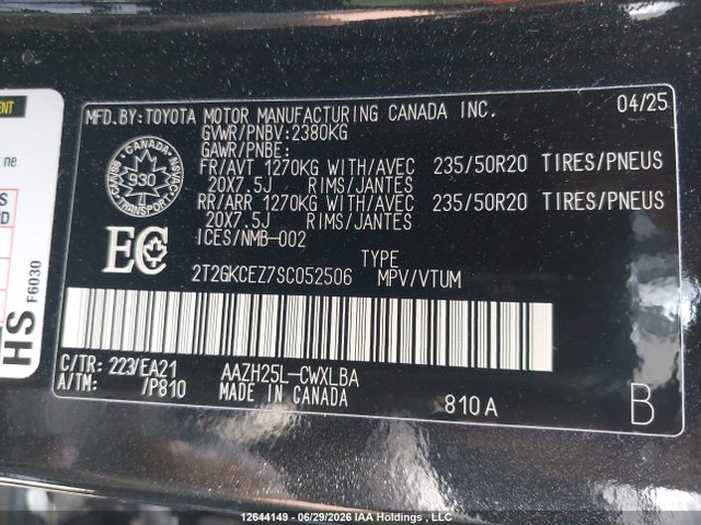 Auction sale of the 2025 Lexus Nx 350h 350h, vin: 2T2GKCEZ7SC052506, lot number: 12644149