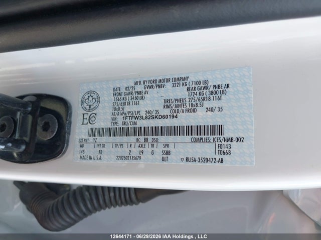 Продаж на аукціоні авто 2025 Ford F150 Xlt, vin: 1FTFW3L82SKD60194, номер лоту: 12644171