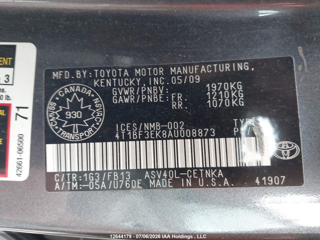 Продаж на аукціоні авто 2010 Toyota Camry Le, vin: 4T1BF3EK8AU008873, номер лоту: 12644179