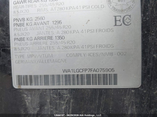 WA1LGCFP7FA075905 Audi Q5 3.0t Technik