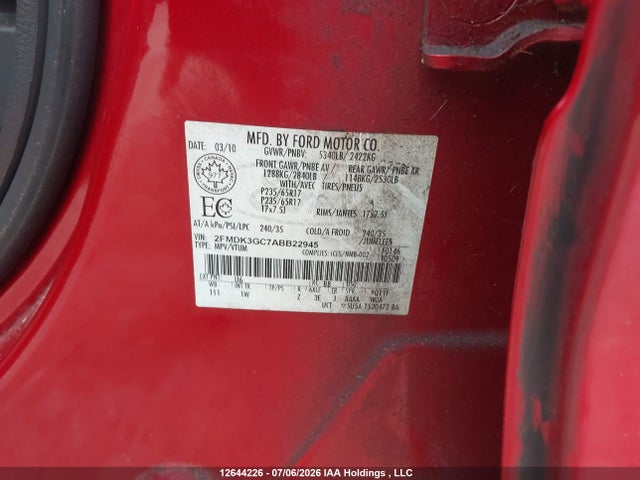 Продажа на аукционе авто 2010 Ford Edge Se, vin: 2FMDK3GC7ABB22945, номер лота: 12644226