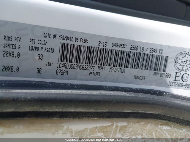Dodge Durango 2017 1C4RDJDG9HC638976 Image 9