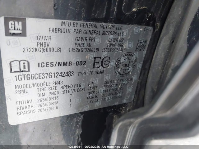 Продаж на аукціоні авто 2016 Gmc Canyon 4wd Sle, vin: 1GTG6CE37G1242483, номер лоту: 12639391