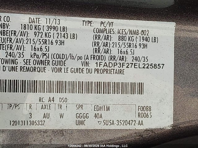 Ford FOCUS SE 2014 1FADP3F27EL225857 Image 9
