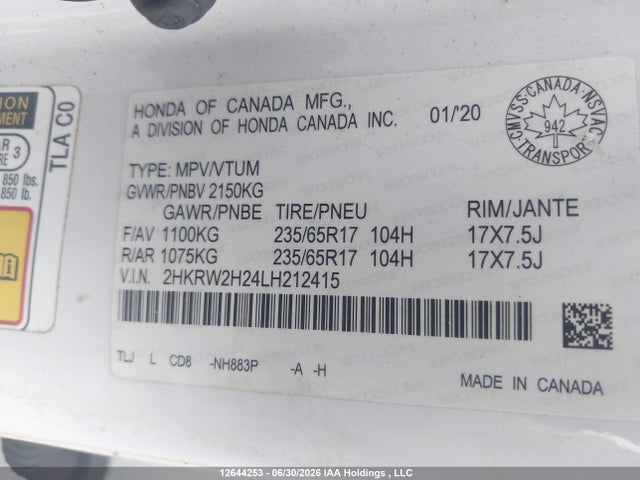 Honda CR-V 2020 2HKRW2H24LH212415 Image 9