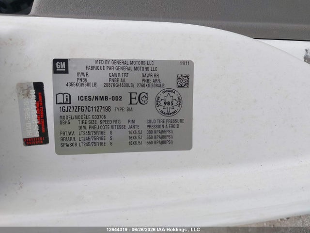 2012 Gmc Savana Passenger 1ls მანქანა იყიდება აუქციონზე, vin: 1GJZ7ZFG7C1127198, აუქციონის ნომერი: 12644319