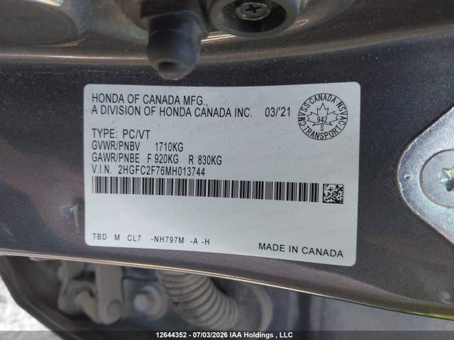 Honda Civic Ex 4dr 2021 2HGFC2F76MH013744 Image 20