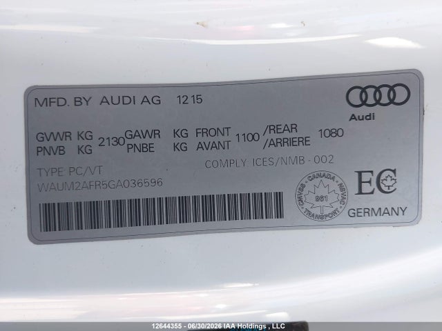 Продаж на аукціоні авто 2016 Audi A5 2.0t Progressiv Plus, vin: WAUM2AFR5GA036596, номер лоту: 12644355