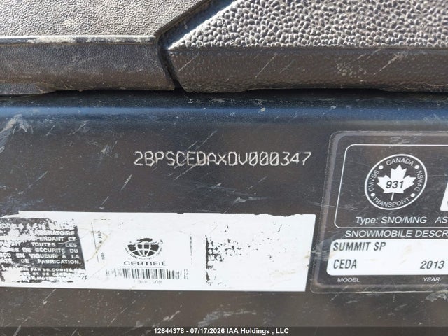 Продаж на аукціоні авто 2013 Skidoo , vin: 2BPSCEDAXDV000347, номер лоту: 12644378