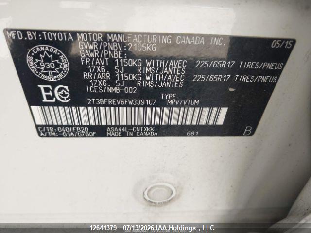 Toyota RAV4 LE 2015 2T3BFREV6FW339107 Image 10
