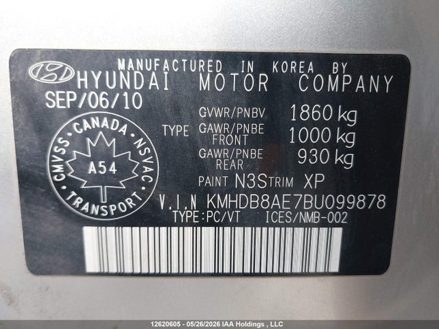 Продажа на аукционе авто 2011 Hyundai Elantra Touring Gl, vin: KMHDB8AE7BU099878, номер лота: 12620605