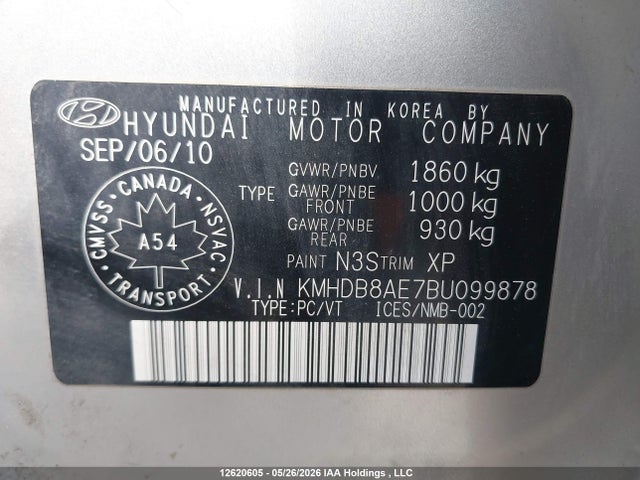 Продажа на аукционе авто 2011 Hyundai Elantra Touring Gl, vin: KMHDB8AE7BU099878, номер лота: 12620605