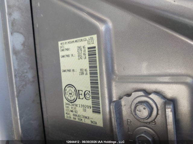 Aukcja sprzedaży 2011 Nissan Altima 2.5 S, vin: 1N4AL2AP3BC139209, numer aukcji: 12644412