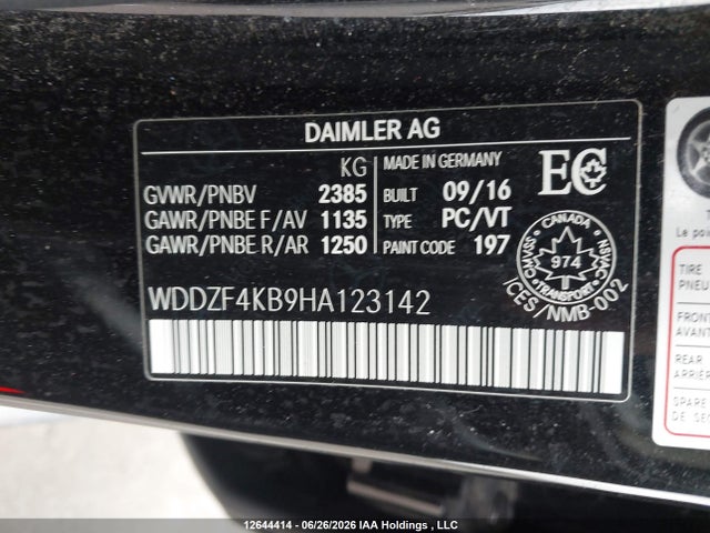 2017 Mercedes-benz E 300 4matic მანქანა იყიდება აუქციონზე, vin: WDDZF4KB9HA123142, აუქციონის ნომერი: 12644414