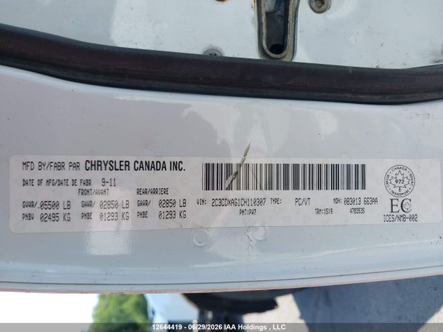 12644419 :رقم المزاد ، 2C3CDXAG1CH110307 vin ، 2012 Dodge Charger مزاد بيع