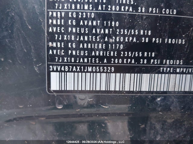Aukcja sprzedaży 2018 Volkswagen Tiguan Highline, vin: 3VV4B7AX1JM055329, numer aukcji: 12644425