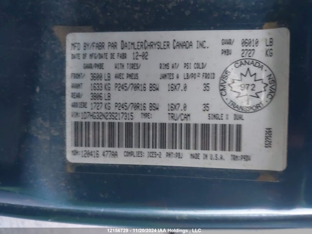 Продажа на аукционе авто 2003 Dodge Dakota Sport, vin: 1D7HG32N23S217315, номер лота: 12156729