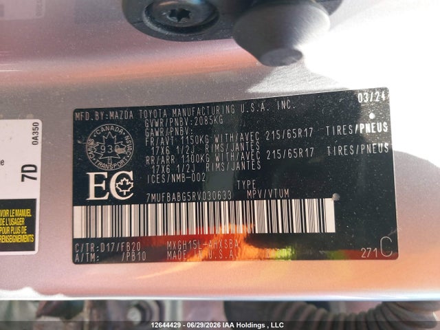 7MUFBABG5RV030633 Toyota Corolla Cross Hybrid Se