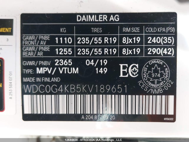 Продажа на аукционе авто 2019 Mercedes-benz Glc 300 4matic, vin: WDC0G4KB5KV189651, номер лота: 12644438