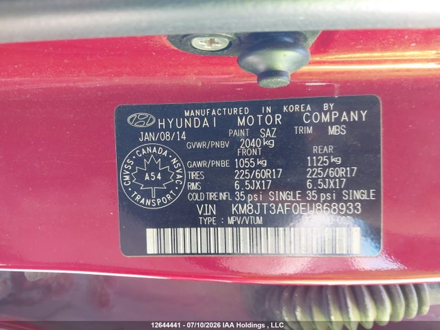 Hyundai Tucson Gl 2014 KM8JT3AF0EU868933 Image 9