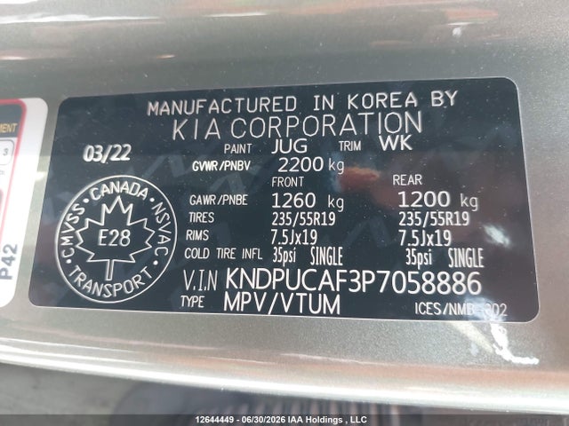 KNDPUCAF3P7058886 KIA Sportage Lx/x-line