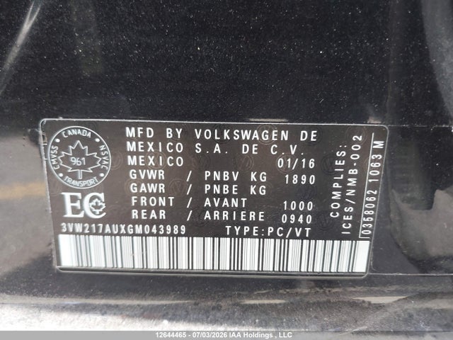 Volkswagen Golf 2016 3VW217AUXGM043989 Image 18