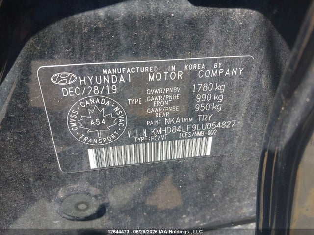 Hyundai Elantra 2020 KMHD84LF9LU054827 Image 9