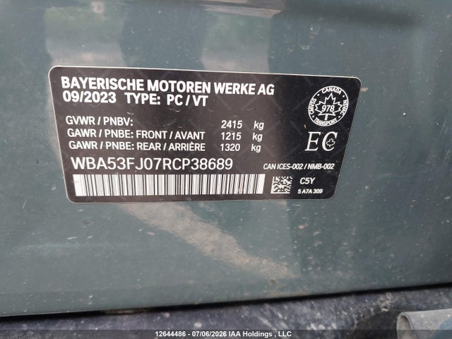 Продажа на аукционе авто 2024 Bmw 530i Xdrive, vin: WBA53FJ07RCP38689, номер лота: 12644486