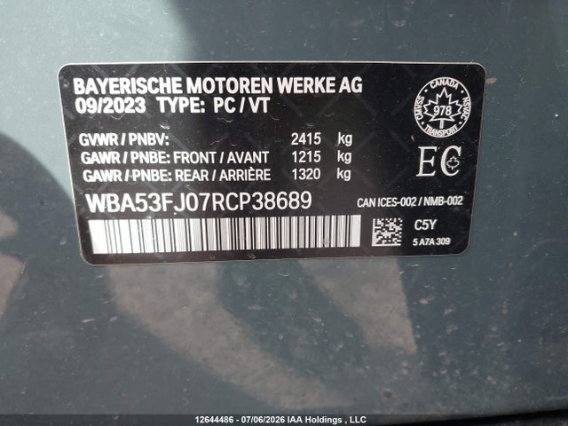 Продажа на аукционе авто 2024 Bmw 530i Xdrive, vin: WBA53FJ07RCP38689, номер лота: 12644486
