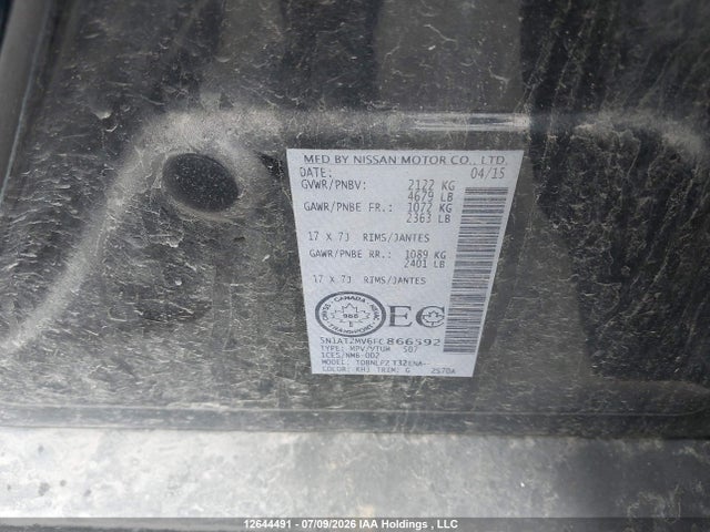 Nissan Rogue 2015 5N1AT2MV6FC866592 Image 9