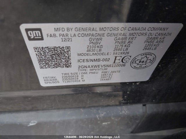 2GNAXWEV5N6110006 Chevrolet EQUINOX RS