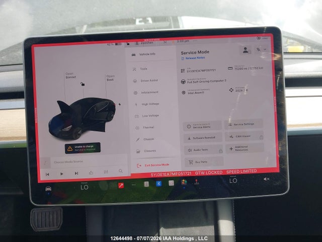 5YJ3E1EA7MF051721 Tesla Model 3 Standard Range/standard Range Plus