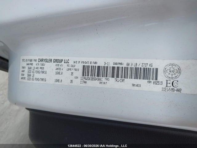 Aukcja sprzedaży 2011 Dodge Dakota Slt, vin: 1D7RW3GK3BS649061, numer aukcji: 12644522