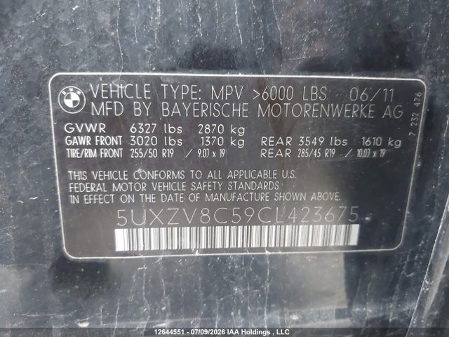 Продажа на аукционе авто 2012 Bmw X5 Xdrive50i, vin: 5UXZV8C59CL423675, номер лота: 12644551