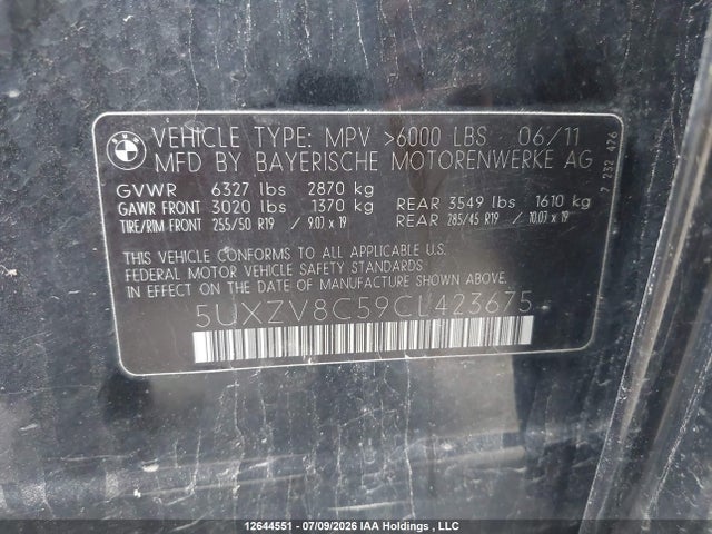 Продажа на аукционе авто 2012 Bmw X5 Xdrive50i, vin: 5UXZV8C59CL423675, номер лота: 12644551