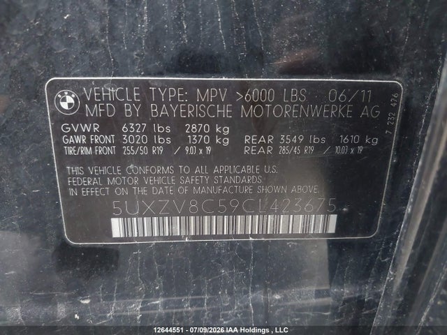 Продажа на аукционе авто 2012 Bmw X5 Xdrive50i, vin: 5UXZV8C59CL423675, номер лота: 12644551