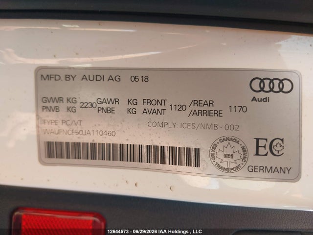 2018 Audi A5 2.0t Technik მანქანა იყიდება აუქციონზე, vin: WAUFNCF50JA110460, აუქციონის ნომერი: 12644573