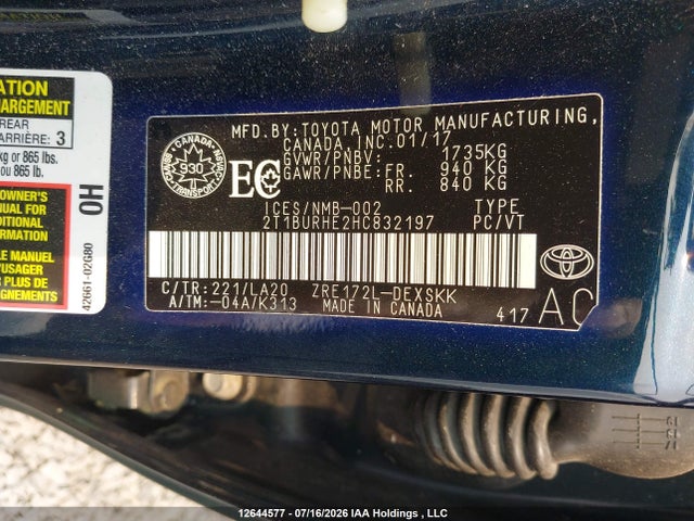 Toyota COROLLA SE 2017 2T1BURHE2HC832197 Image 9