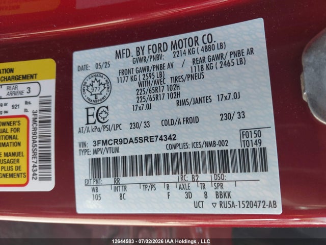 Ford Bronco Sport 2025 3FMCR9DA5SRE74342 Image 19