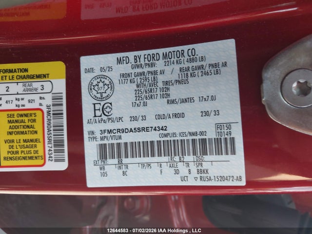 Ford Bronco Sport 2025 3FMCR9DA5SRE74342 Image 9