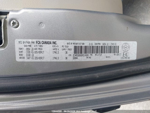 Aukcja sprzedaży 2016 Dodge Grand Caravan Se/sxt, vin: 2C4RDGBG8GR314509, numer aukcji: 12644599