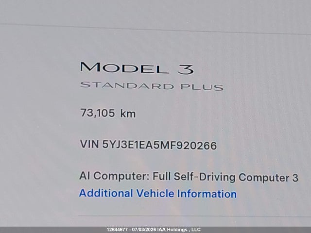 Tesla Model 3 Standard Range/standard Range Plus 2021 5YJ3E1EA5MF920266 Image 15